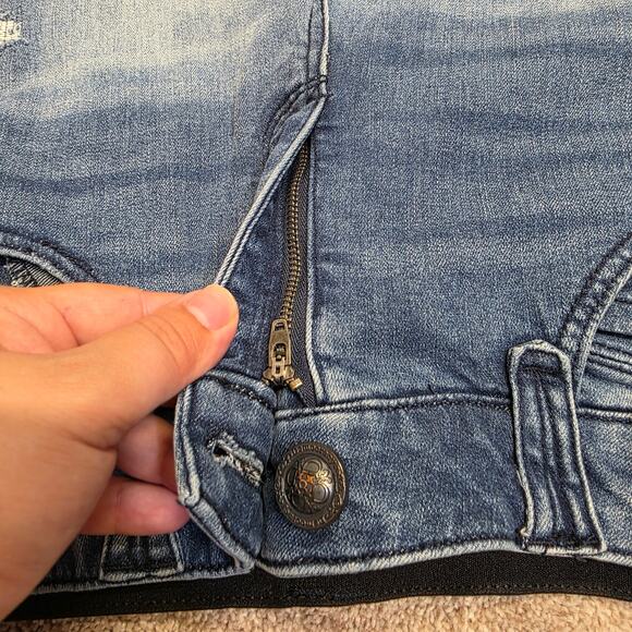 distressed Democracy Ab Solution straight jeans sz 8 high rise blue jeans - Picture 10 of 14